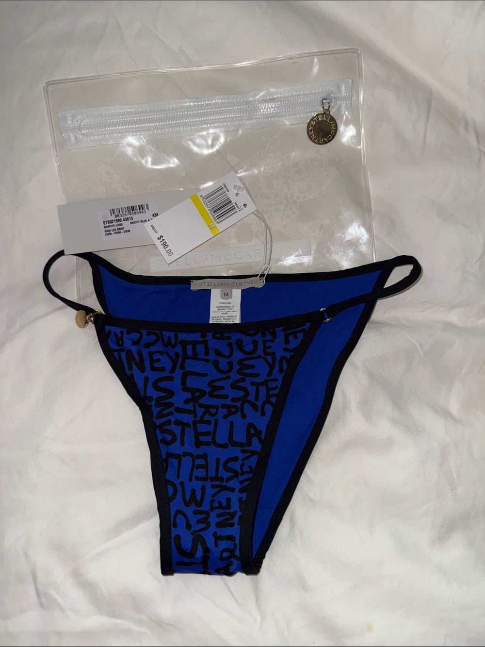 Stella McCartney Royal Blue and Black Logo Bikini Bottom